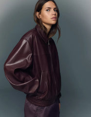 LEATHER EFFECT BOMBER JACKET