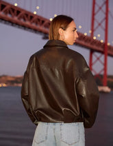 FAUX LEATHER BOMBER JACKET