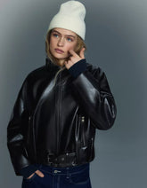 FAUX LEATHER BOMBER JACKET