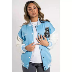 VARSITY BASEBALL UNISEX JACKET- SKY BLUE