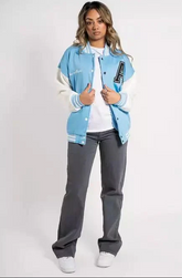 VARSITY BASEBALL UNISEX JACKET-  SKY BLUE