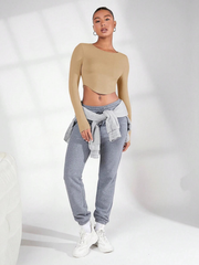BASICS WOMEN'S SOLID COLOR CROPPED TOP