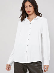 SOLID BUTTON FRONT DROP SHOULDER SHIRT