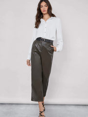 SOLID BUTTON FRONT DROP SHOULDER SHIRT