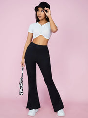 SPLIT HEM FLARE LEG PANTS