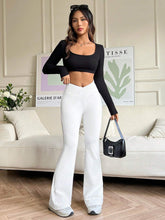WOMEN HIGH WAISTED V CROSSOVER BOOTCUT TROUSER