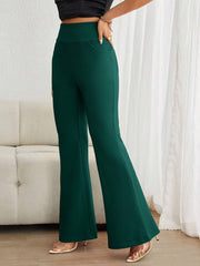 HIGH WAIST FLARE LEG PANTS WITH POCKETS