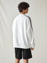 MEN COLORBLOCK STRIPED PATCHED CASUAL LONG SLEEVE SWEATSHIRT