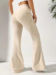 WOMEN'S POCKET DESIGN VERSATILE FLARED TROUSERS