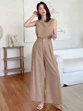 WOMEN SOLID SLEEVELESS TOP AND WIDE LEG PANTS