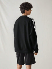MEN COLORBLOCK STRIPED PATCHED CASUAL LONG SLEEVE SWEATSHIRT