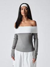 OFF-THE-SHOULDER CONTRAST COLOR TOP