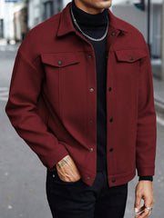 MEN'S CASUAL BUTTON-FRONT DROP SHOULDER COAT
