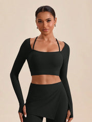 CORSET LONG SLEEVE FITTED CROPPED TOP AND BOTTOM