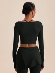 CORSET LONG SLEEVE FITTED CROPPED TOP AND BOTTOM