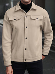 MEN'S CASUAL BUTTON-FRONT DROP SHOULDER COAT