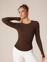WAIST SLIMMING CURVED LONG SLEEVE TOP
