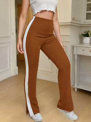 CONTRAST SIDE SEAM SPLIT HEM TROUSERS