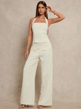 HALTER TIE WRAP TOP & STRAIGHT-LEG PANTS SET