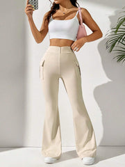 WOMEN'S POCKET DESIGN VERSATILE FLARED TROUSERS