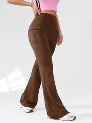 WOMEN'S POCKET DESIGN VERSATILE FLARED TROUSERS