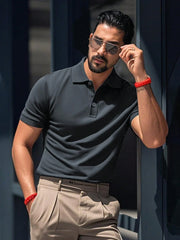 MEN'S SOLID COLOR CASUAL POLO SHIRT