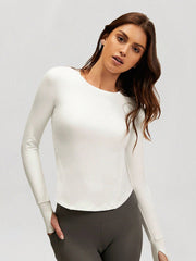 WAIST SLIMMING CURVED LONG SLEEVE TOP