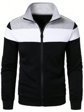 MEN COLOR BLOCK ZIP UP SWEATSHIRT
