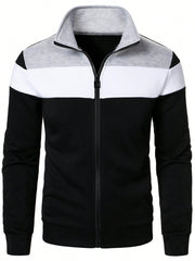 MEN COLOR BLOCK ZIP UP SWEATSHIRT