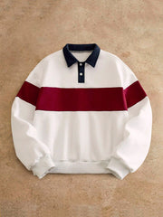 MEN'S CASUAL LOOSE FIT POLO LONG SLEEVE SWEATSHIRT