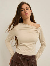 TWISTED OFF-SHOULDER LONG-SLEEVE TOP