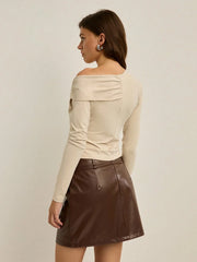 TWISTED OFF-SHOULDER LONG-SLEEVE TOP