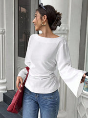WOMEN'S FITTED WAIST, FLARED SLEEVES TOP