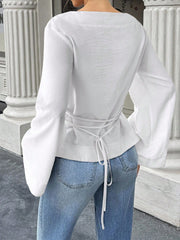 WOMEN'S FITTED WAIST, FLARED SLEEVES TOP