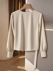 ELEGANT KNOTTED LONG SLEEVE BLOUSE