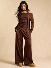 MINIMALIST OFF-SHOULDER TOP AND PANTS