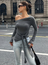 OFF-SHOULDER TIE-WAIST TOP