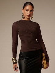 LONG SLEEVE RUCHED FITTED TOP