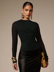 LONG SLEEVE RUCHED FITTED TOP