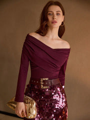 WOMEN'S ELEGANT OFF-SHOULDER T-SHIRT