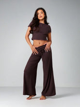 BUTTON FRONT CROP TOP AND WIDE LEG PALAZZO PANTS PAJAMA SET