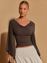 SOLID COLOR FLARED SLEEVE TOP