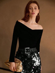 WOMEN'S ELEGANT OFF-SHOULDER T-SHIRT