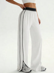 WAISTBAND CONTRAST STRIPE LOOSE FIT STRAIGHT LEG PANTS