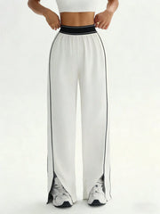 WAISTBAND CONTRAST STRIPE LOOSE FIT STRAIGHT LEG PANTS