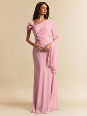 ASYMMETRIC SHOULDER WRAP DRESS