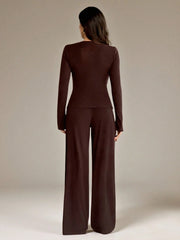 RIBBED TOP AND WIDE LEG PANTS