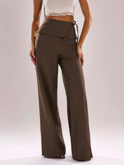 ASYMMETRIC TIE-WAIST MINIMALIST LOW-RISE PANTS