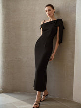 ELEGANT ASYMMETRICAL NECK LONG DRESS