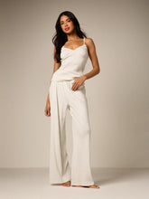 RIBBED KNIT CAMI AND WIDE LEG TROUSER PAJAMA SET